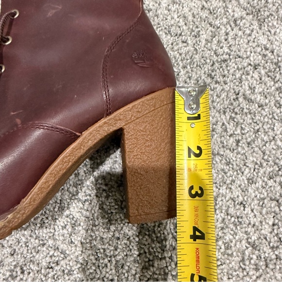 Timberland Tillston Full Grain Burgundy Block Heel Ankle Combat Boots US 7.5 - Picture 11 of 11